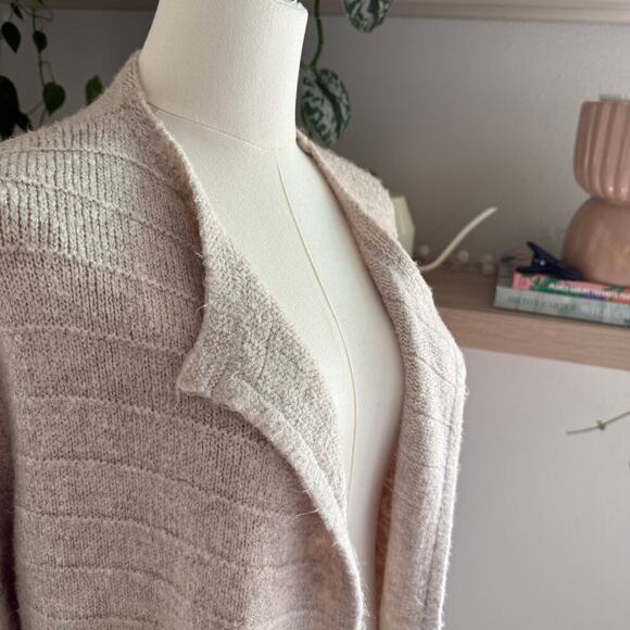 Old Navy Open Front Chunky Knit Cardigan M Taupe Beige Ribbed Fall Winter Cozy - Picture 4 of 10